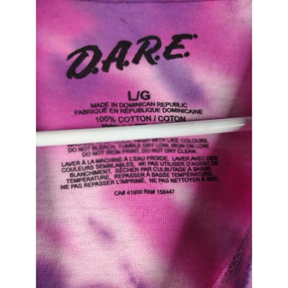 DARE Mens Large T Shirt Pink Purple Keep Kids Off Drugs Retro Casual NWT - Picture 4 of 6
